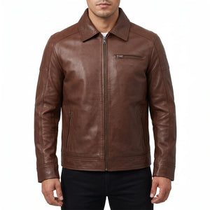 Wells Men’s Brown Harrington Leather Jacket
