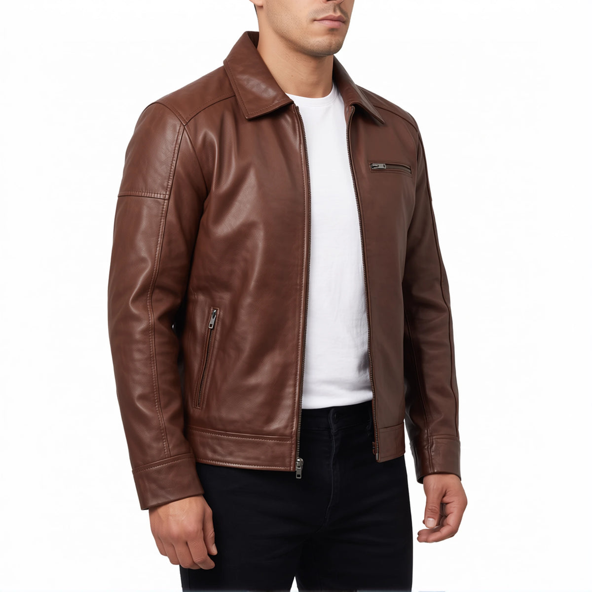Wells Men’s Brown Harrington Leather Jacket