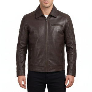 Wells Men’s Dark Brown Harrington Leather Jacket