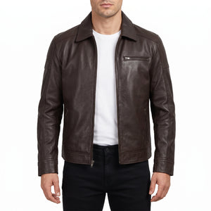 Wells Men’s Dark Brown Harrington Leather Jacket