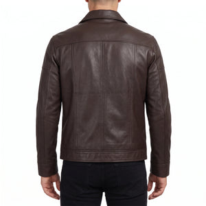 Wells Men’s Dark Brown Harrington Leather Jacket